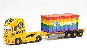 (HO) Volvo FH Gl. XL 2020 Container Semi Trailer `Acargo 10 Jahre / 20 ft. Maersk Rainbow` (Volvo FH GL.) (Model Train)