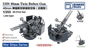 USN 40mm Twin Bofors Guns (Late) (Plastic model)