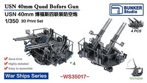 USN 40mm Quad Bofors Guns (Early) (Plastic model)