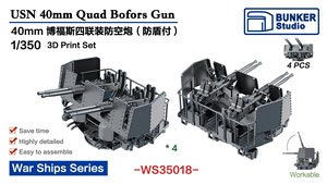 アメリカ海軍 40mm ボフォース 四連装対空機関砲 (後期型) w/防盾 (プラモデル)