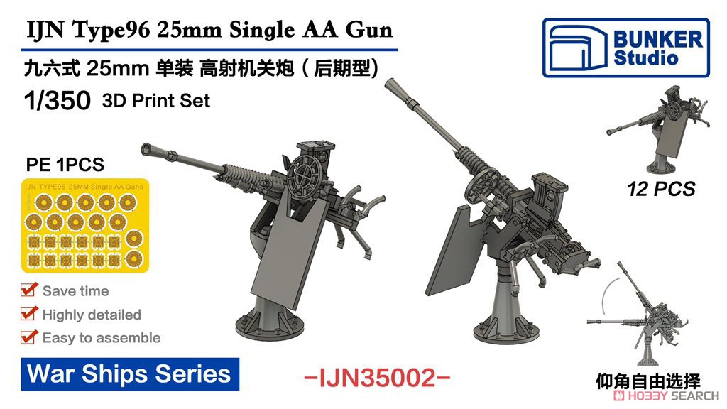 IJN Type96 25mm Single AA Gun (Late) (Plastic model) Package1