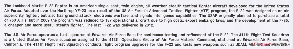 F-22A ラプター `エドワーズ空軍基地` (プレミアムエディション) (プラモデル) 英語塗装1
