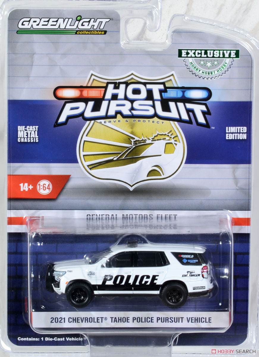 Hot Pursuit 2021 Chevrolet Tahoe PPV General Motors Fleet Police Show Vehicle White & Black (ミニカー) パッケージ1