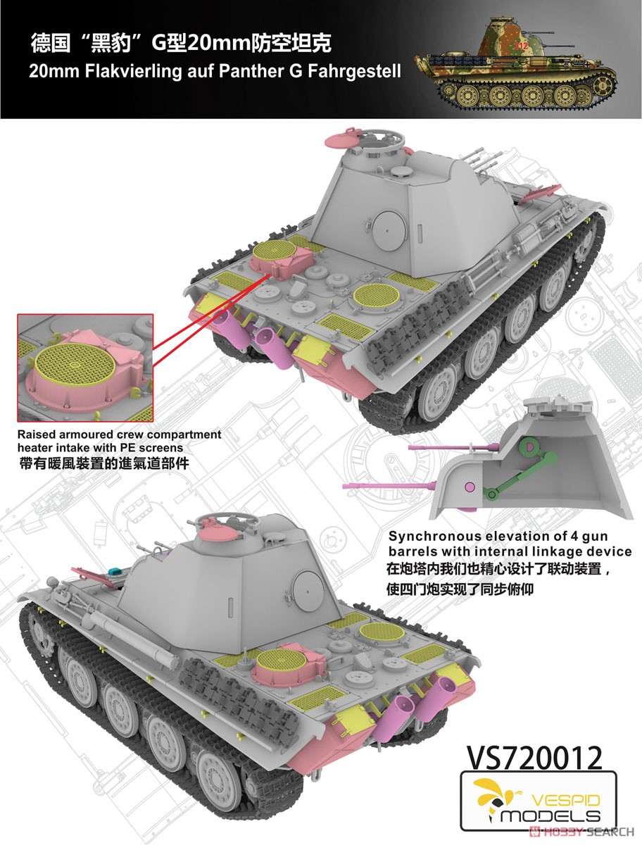 ドイツ V号戦車 パンターG型 20mm四連装対空戦車 (プラモデル) その他の画像3