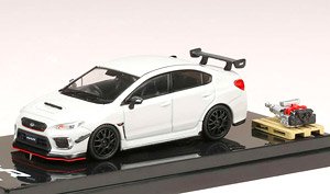 Subaru WRX STI RA-R w/Optional Parts Crystal White Pearl w/Engine Display Model (Diecast Car)