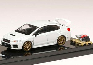 Subaru WRX STI EJ20 Final Edition Full Package Crystal White Pearl w/Engine Display Model (Diecast Car)
