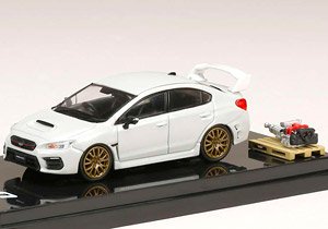 スバル WRX STI EJ20 FINAL EDITION フルパッケージ / エンジンディスプレイモデル付 クリスタルホワイトパール (ミニカー)