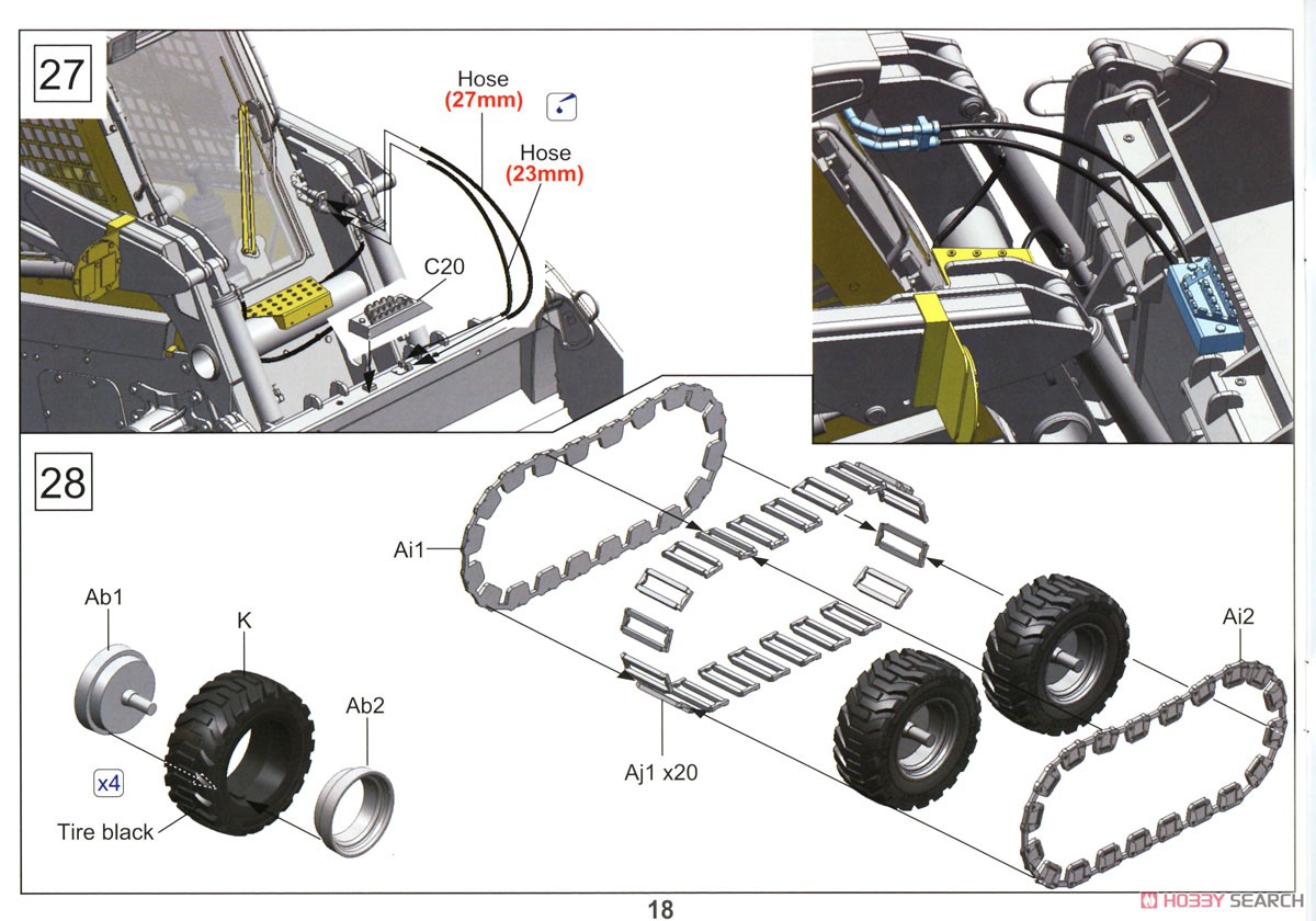 US Army Light Type III Skid Steer Loader (M400W) with Bar Track (Plastic model) Assembly guide15