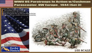WWII US Paratroops w/Cushman Parascooter, NW Europe,1944 (Set 3) (Plastic model)