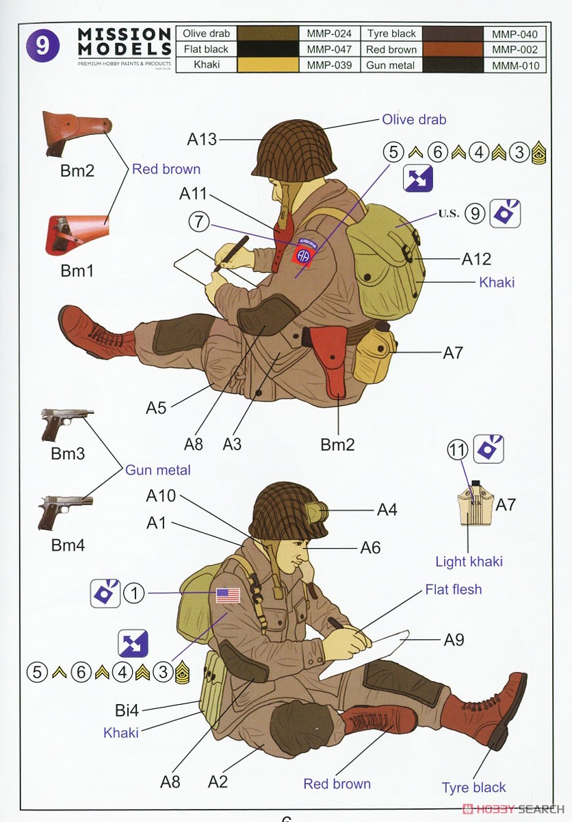 WWII US Paratroops w/Cushman Parascooter, NW Europe,1944 (Set 3) (Plastic model) Color1