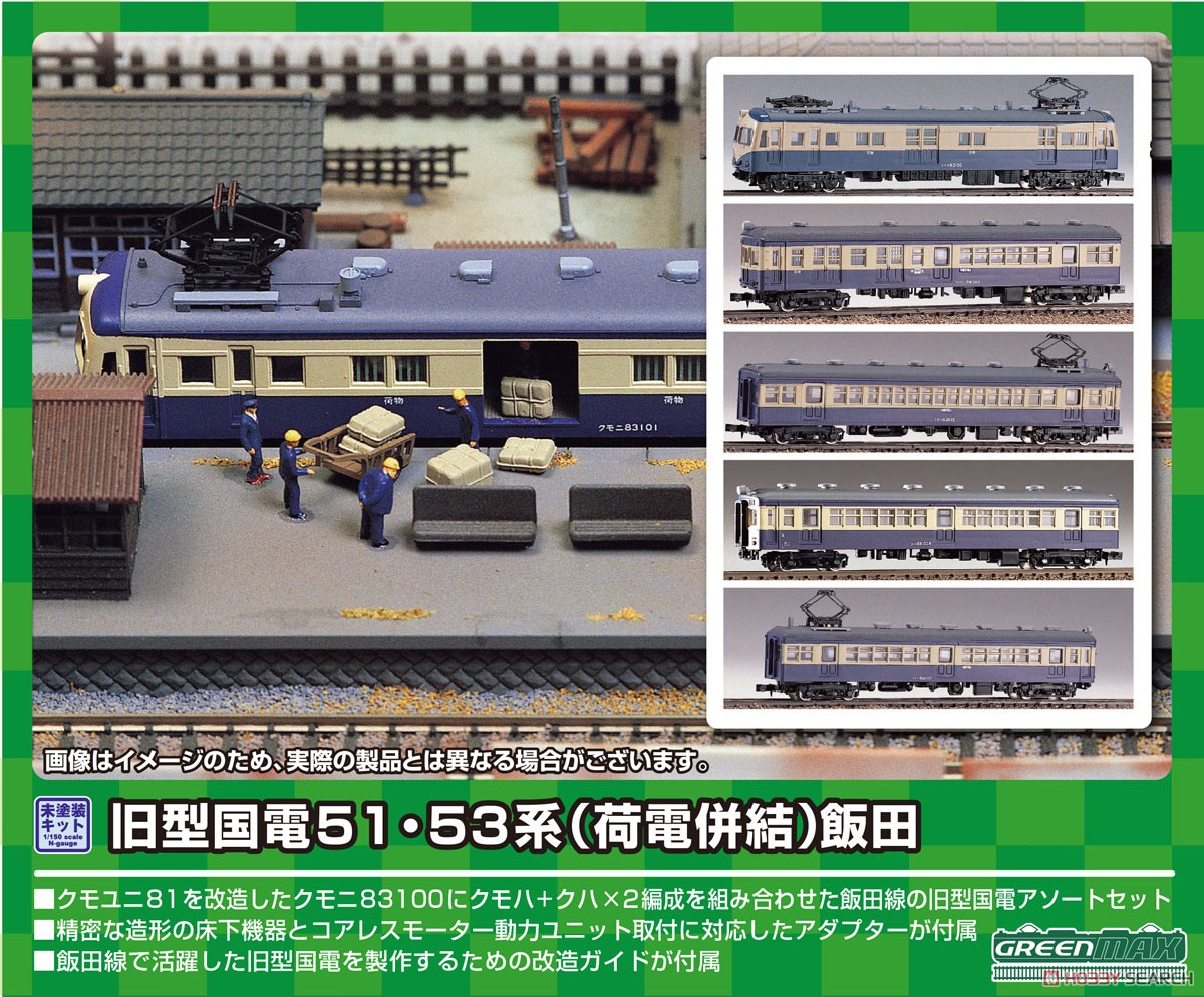 旧型国電 51・53系 (荷電併結) 飯田 5両編成セット (5両・組み立てキット) (鉄道模型) その他の画像1