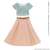 AZO2 V-neck Knit & Flared Skirt set (Green Border x Pink) (Fashion Doll) Item picture1