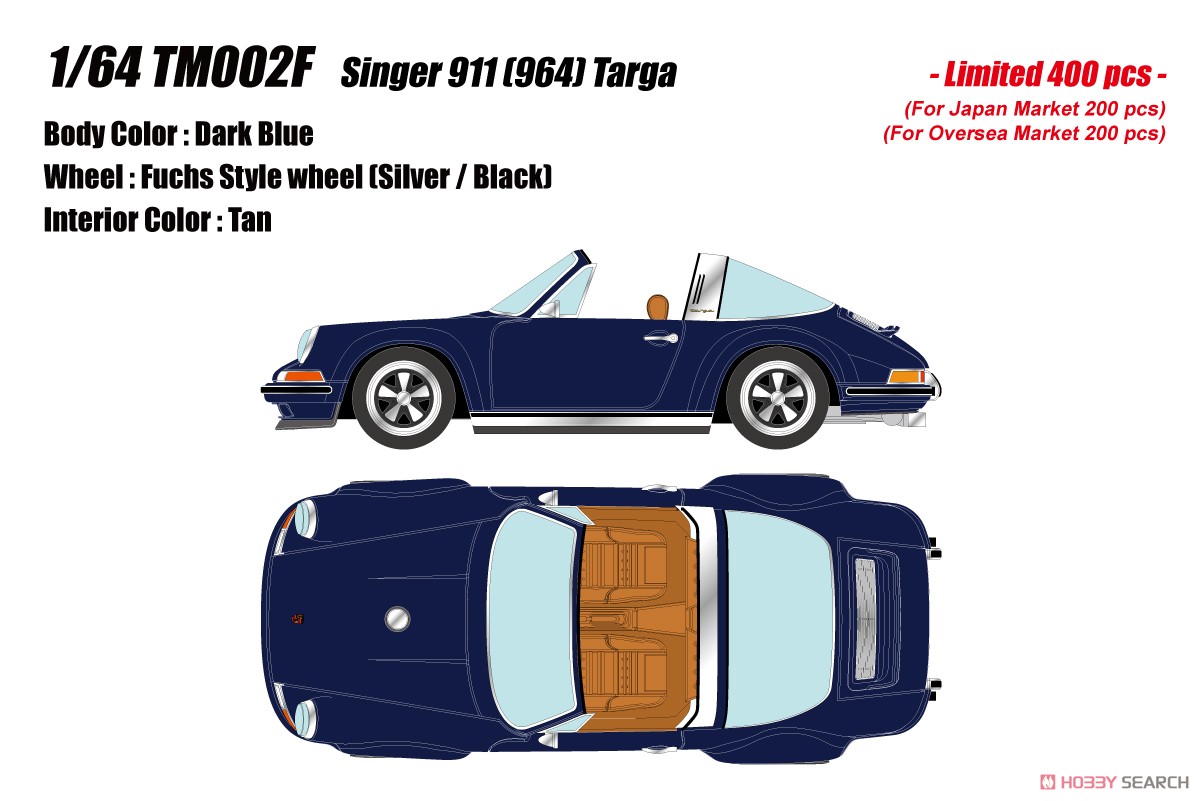 Singer 911 (964) Targa Dark Blue (Diecast Car) Other picture1