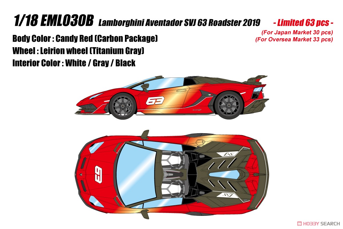 Lamborghini Aventador SVJ 63 Roadster 2019 Candy Red (Diecast Car) Other picture1