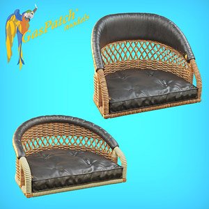 British Wicker Perforated Back - Sort With Small Leather Pad and Tall With Big Leather Pad (Plastic model)