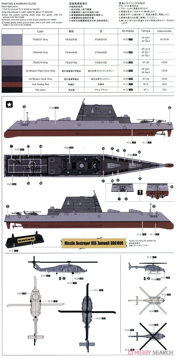 アメリカ海軍 ミサイル駆逐艦 ズムウォルト DDG-1000 (プラモデル) 塗装1