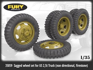 Sagged Wheel Set For Us 2,5T Truck (Non Directional, Firestone) (Plastic model)