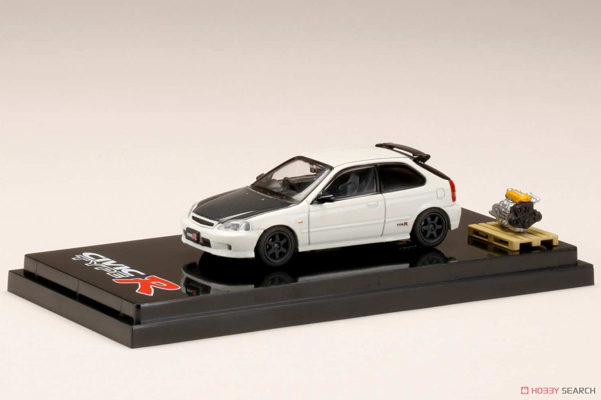 Honda CIVIC Type R (EK9) Custom Version Championship White w/Engine Display Model (Diecast Car) Item picture1