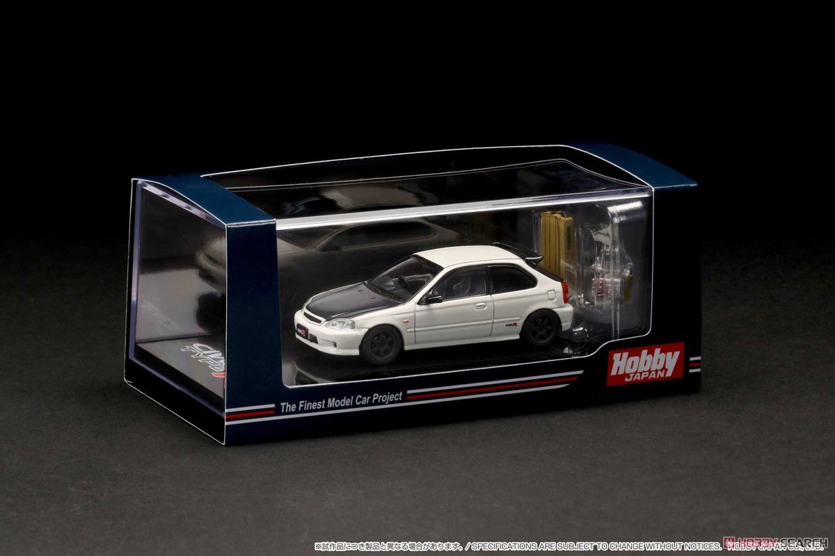 Honda CIVIC Type R (EK9) Custom Version Championship White w/Engine Display Model (Diecast Car) Package1