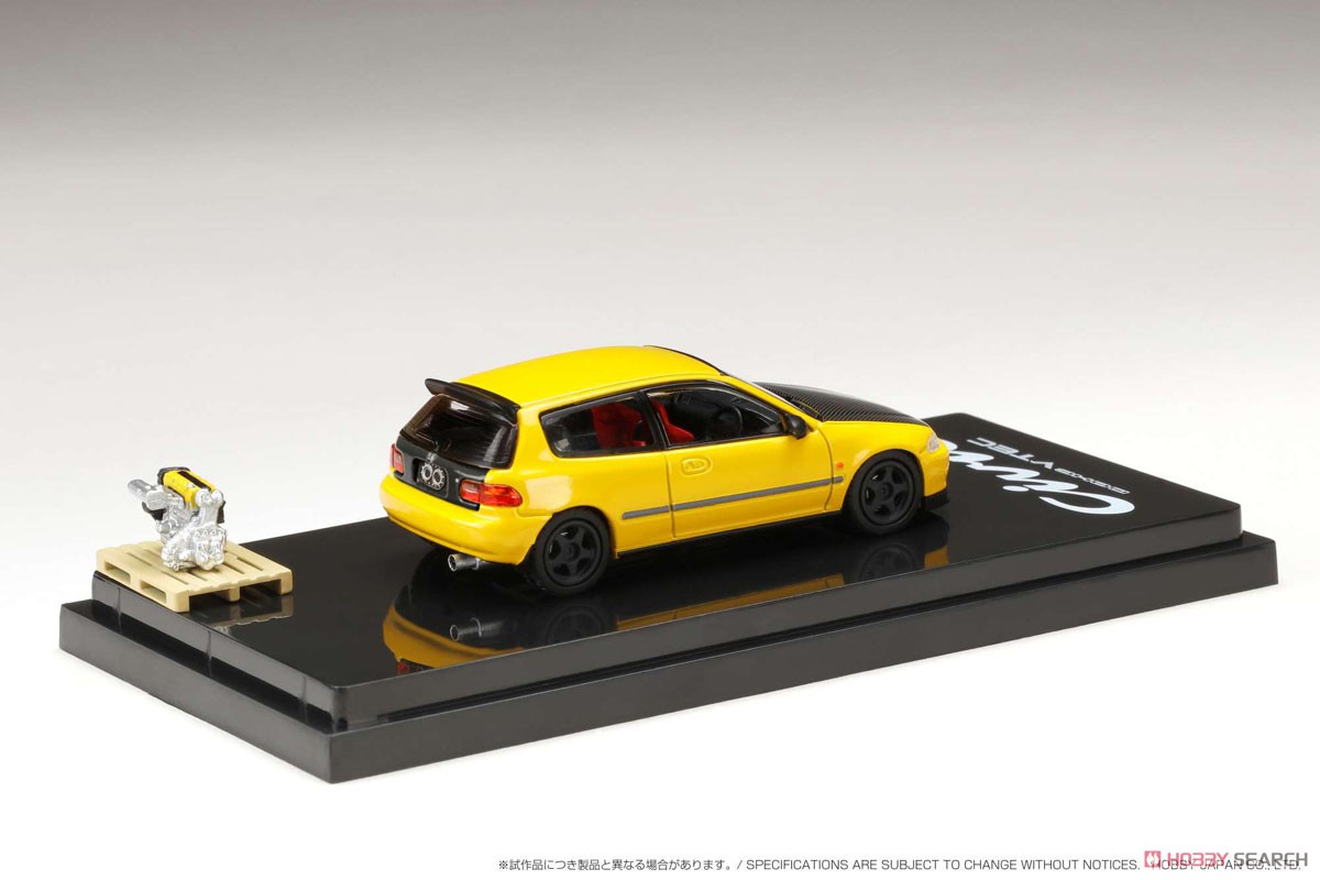Honda CIVIC (EG6) JDM Style Custom Version Yellow w/Engine Display Model (Diecast Car) Item picture2