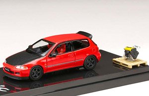 Honda CIVIC (EG6) JDM スタイル カスタムバージョン /エンジンディスプレイモデル付き レッド (ミニカー)