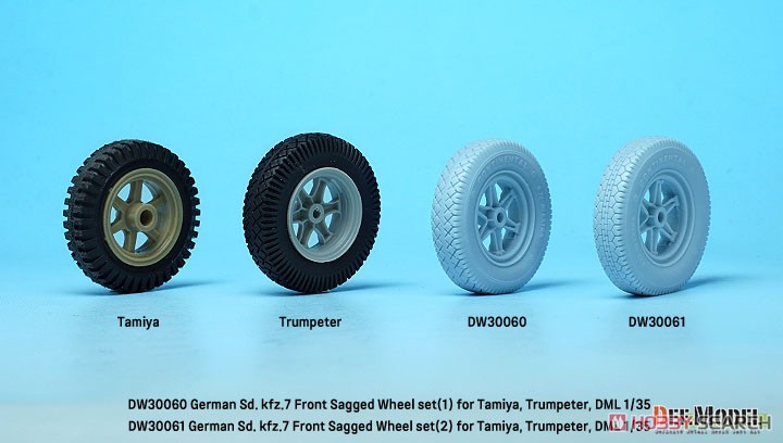 WWII German Sd.kfz.7 Front Sagged Wheel Set (1) (for Tamiya/Trumpeter/Dragon) (Plastic model) Other picture2