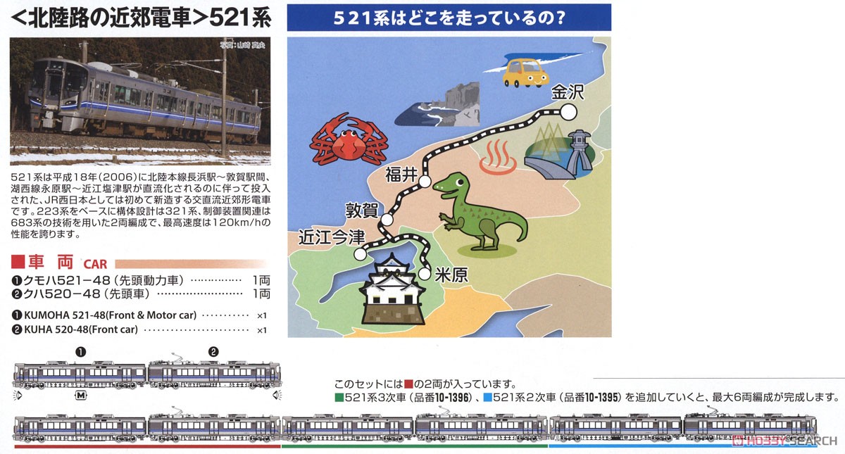 N Scale Starter Set [Hokuriku Suburban Train] Series 521 (2-Car Set + Master1[M1]) (Model Train) About item1