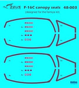 F-16 Canopy seals (x2) w/Data Stencil Decal (for Tamiya) (Decal)