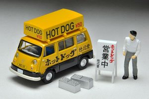 TLV-201a Subaru Sambar Light Van Hot Dog Shop (Yellow/Black) w/Figure (Diecast Car)