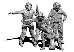 U.S. Navy Aircraft Handling Officers of Flight Deck (Set of 4) (Plastic model)