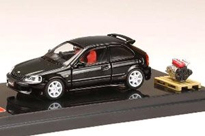 Honda Civic Type R (GF-EK9) Starlight Black Pearl w/Engine Display Model (Diecast Car)