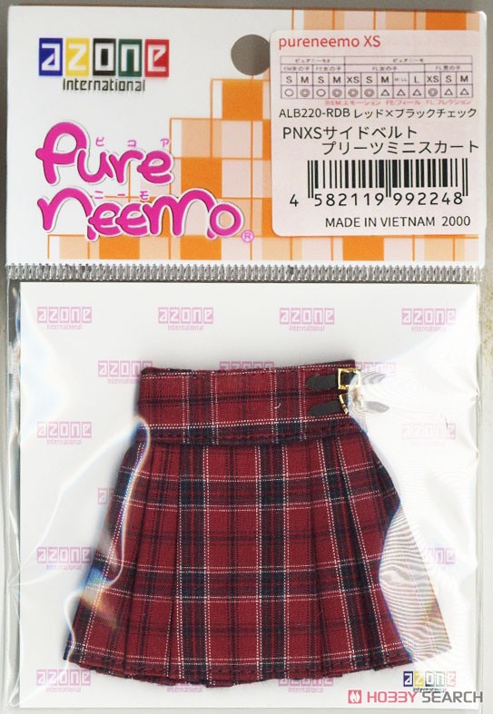 PNXS Side Belt Pleated Mini Skirt (Red x Black Check) (Fashion Doll) Item picture2