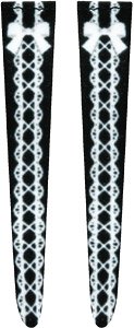 Print Knee High Socks - Ribbon Lace Up - (Black) (Fashion Doll)