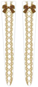 Print Knee High Socks - Ribbon Lace Up - (Brown) (Fashion Doll)