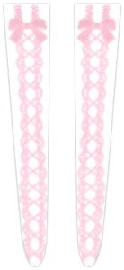 Print Knee High Socks - Ribbon Lace Up - (Pink) (Fashion Doll)