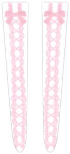 Print Knee High Socks - Ribbon Lace Up - (Pink) (Fashion Doll)