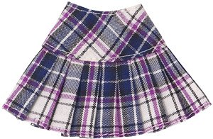 Pleated Mini Skirt (Purple Check) (Fashion Doll)