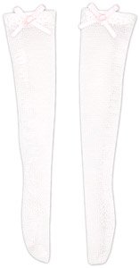 PNM Ribbon Knee High Tulle Socks (Pink x White) (Fashion Doll)