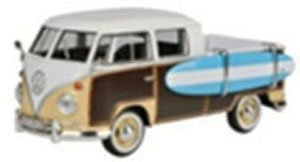 Volkswagen Type2 (T1) Pickup w/Surfboard (White/Ivory-Brown) (Diecast Car)