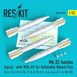 Mk.82 Bombs w/BSU-49 Air Inflatable Retard Fins (4 Pices) (Plastic model)