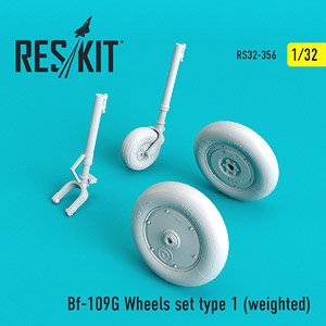 Bf-109G Wheels Set Type 1 (Weighted) (Plastic model)