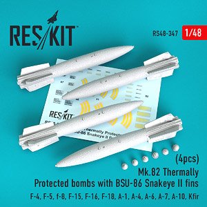 Mk.82 Thermally Protected Bombs w/BSU-86 Snakeye II Fins (4 Pieces) (Plastic model)