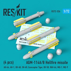 AGM-114A/B ヘルファイアミサイル (4個入り) (プラモデル)