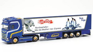 (HO) Scania CS 20 Highroof Refrigeration Box Semi Trailer `Spring` [Scania CS20 HD] (Model Train)
