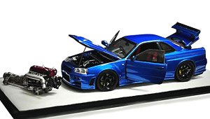 Nismo R34 GT-R Z-tune Metallic Blue ※フル開閉機能付 (ミニカー)