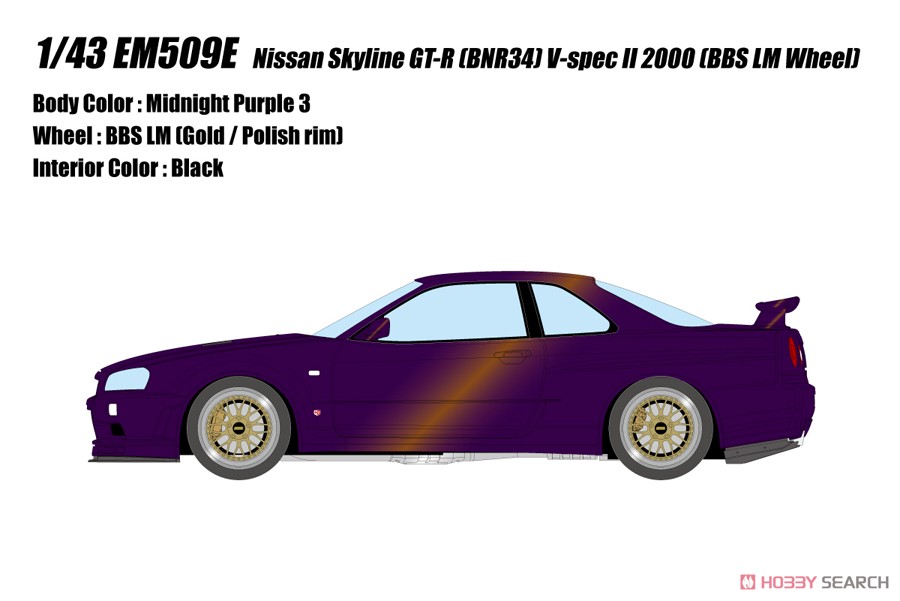 Nissan Skyline GT-R (BNR34) V-spec II 2000 (BBS LM Wheel) Midnight Purple 3 (Diecast Car) Other picture1