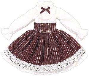 PNS Rosalind Dress Set (White x Bordeaux) (Fashion Doll)