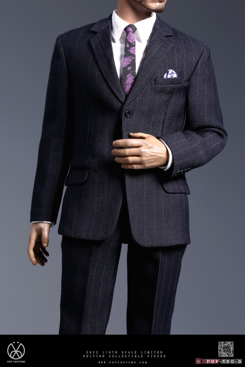 POP Toys Costume 1/6 Mens Suits 2022 Autumn New X36 Navy Blue Stripe (Fashion Doll) Other picture1