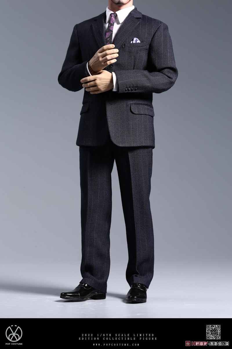 POP Toys Costume 1/6 Mens Suits 2022 Autumn New X36 Navy Blue Stripe (Fashion Doll) Other picture4