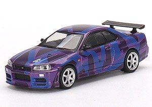 Nissan スカイライン GT-R R34 Vスペック II MINI GTデジタルカモフラージュ パープル MINI GT 5周年記念モデル (右ハンドル) (ミニカー)